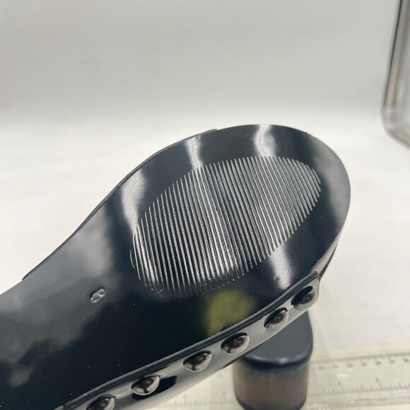 Wansseny Black Open Toe Studded Mules Slip on Flatform Low Heel Clogs Sandals - Picture 6 of 8